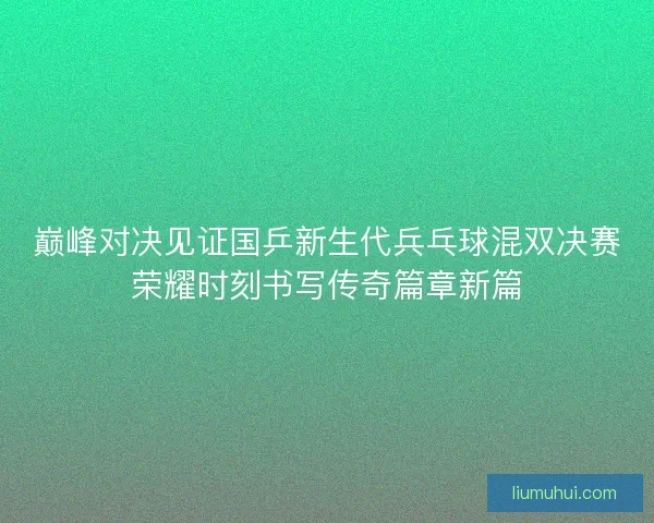 巅峰对决见证国乒新生代兵乓球混双决赛荣耀时刻书写传奇篇章新篇