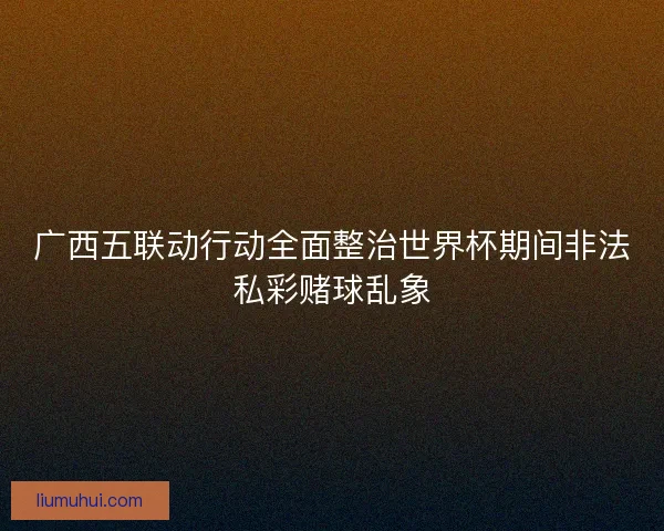 广西五联动行动全面整治世界杯期间非法私彩赌球乱象